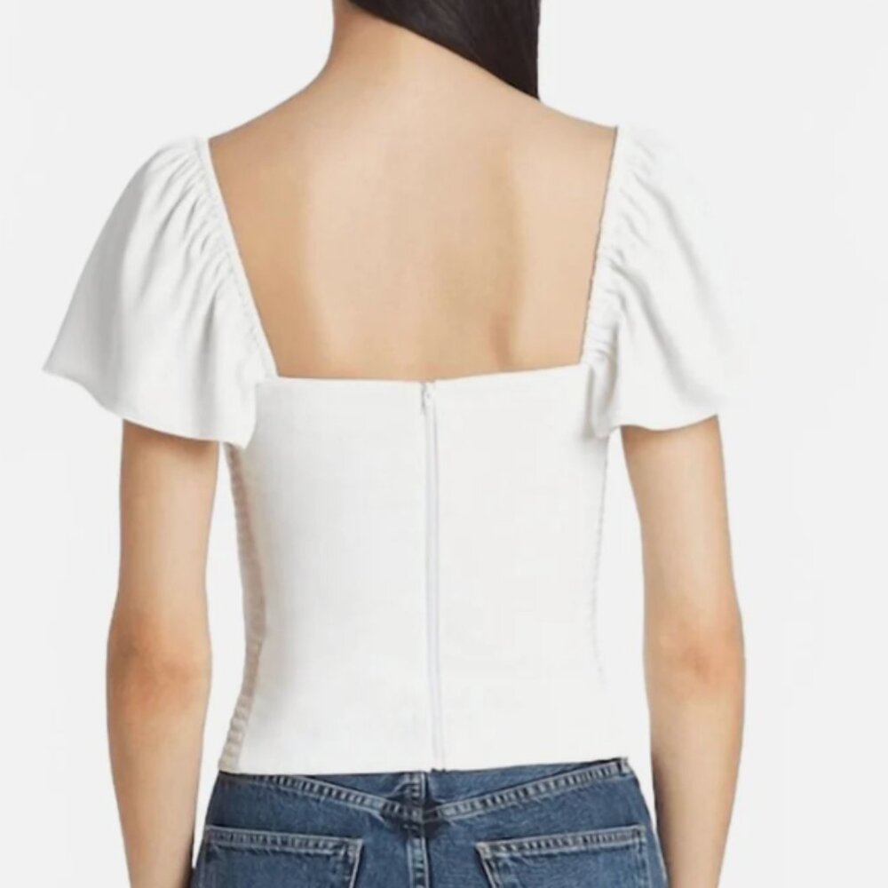 Amanda Uprichard Fortuna Top ivory blouse - Picture 2 of 7